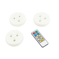 Made in China Battery Operated Wireless LED Round Emergency Puck Light with Remote Control for Bedroom Bathroom Kitchen